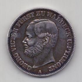 1 талер 1859 года Вальдек-Пирмонт AUNC Германия