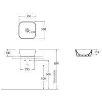 Раковина Azzurra Build BULA03535000BI*0 35 х 35 схема 1