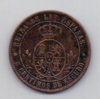 5 сантимов 1868 года Испания XF