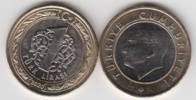 Турция 1 лира 2009-2022 UNC