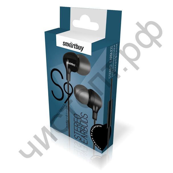 Гарнитура (науш.+микр.) для сотов. SmartBuy S9, черная (SBH-630) вакуум метал