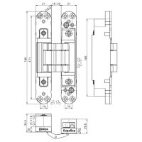 Петля скрытая OTLAV 3D 190*31 мм, универсальная. схема