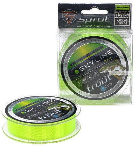 Флюорокарбоновая леска Sprut Skyline Composition Evo Tech Pro 100 м / цвет: Neon Green