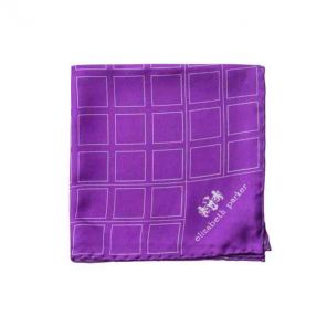 Английский нагрудный платок  "Лиловая сетка" PURPLE CHECK GRID SILK POCKET SQUARE