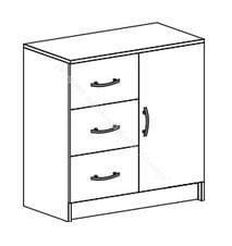 Комод "Басса" (Бася) с 3-мя ящиками 1-створчатый КМ 553М