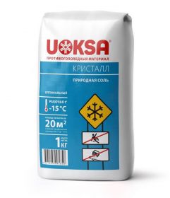 Противогололедный материал UOKSA Кристалл до -15°C, 1 кг