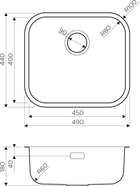 Мойка кухонная Omoikiri Omi 49-U-IN 4993066 нержавеющая сталь схема 4