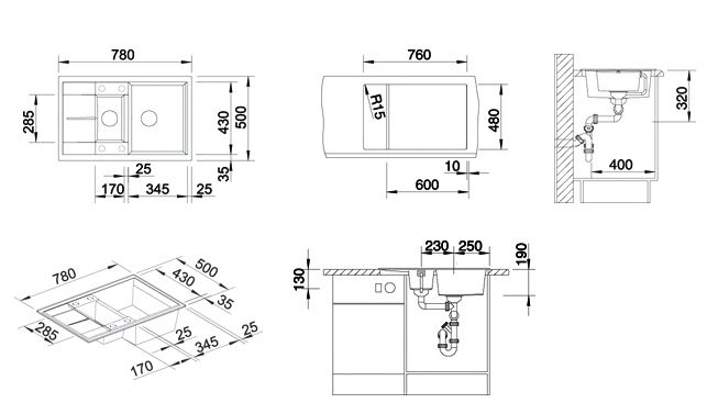 Раковина Blanco Metra 6S Compact 513938 схема 5