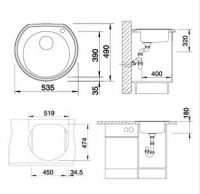 Кухонная мойка Blanco Rondoval 525319 схема 2