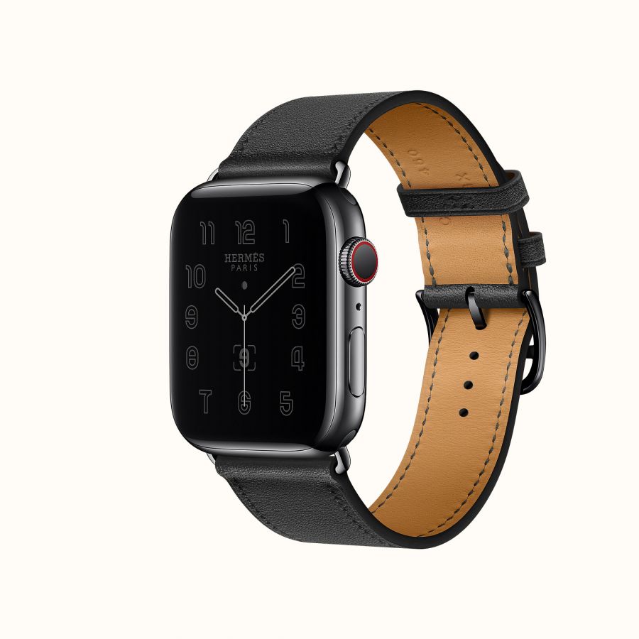 Часы Apple Watch Hermès Series 6 GPS + Cellular 40mm Space Black Stainless Steel Case with Noir Leather Swift Single Tour