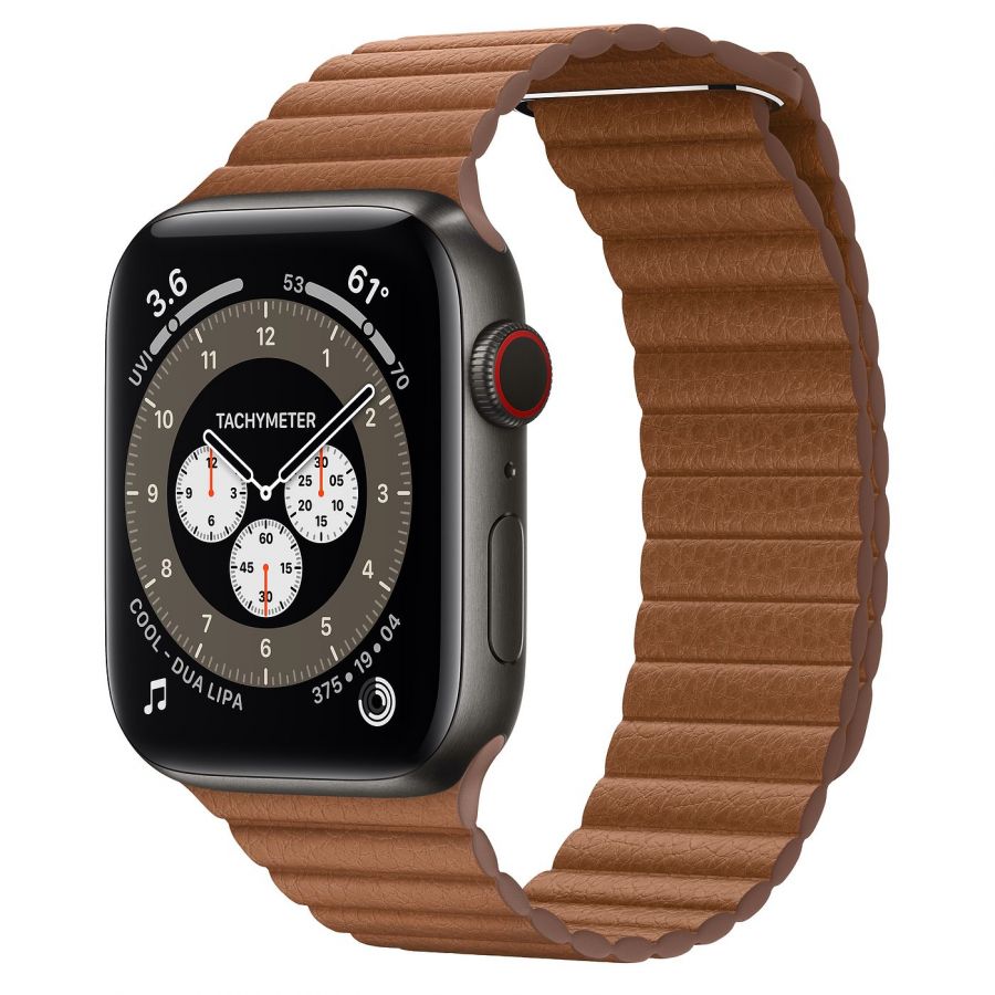 Часы Apple Watch Edition Series 6 GPS + Cellular 44mm Space Black Titanium Case with Saddle Brown Leather Loop