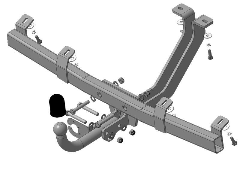 Фаркоп с оцинкованным шаром Chevrolet Niva 2123 4x4 в штатные места 2002/12- крепление шара на двух болтах