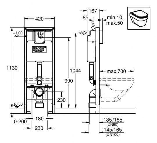 Инсталляция Grohe Rapid SL 38713 для унитаза схема 13