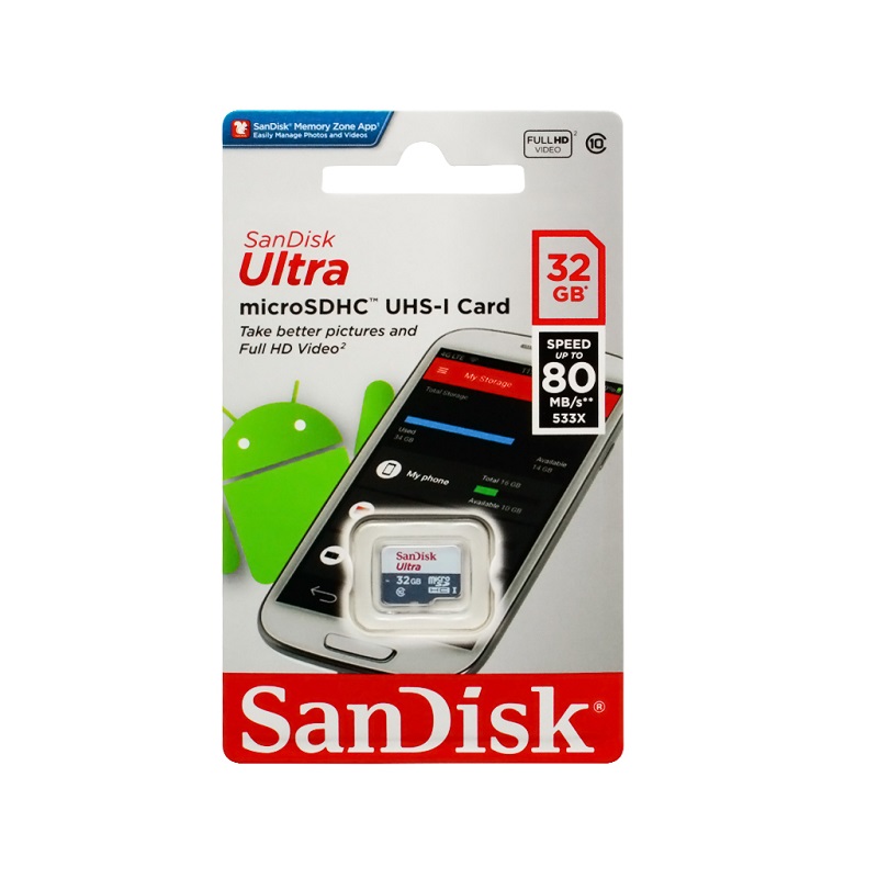 Карта памяти 32GB microSDHC Class10 (80MB/S) SANDISK