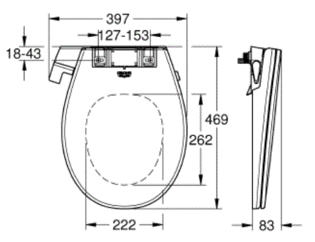 Крышка-биде без фена Grohe Bau Ceramic 39557SH0 быстросъемное схема 2