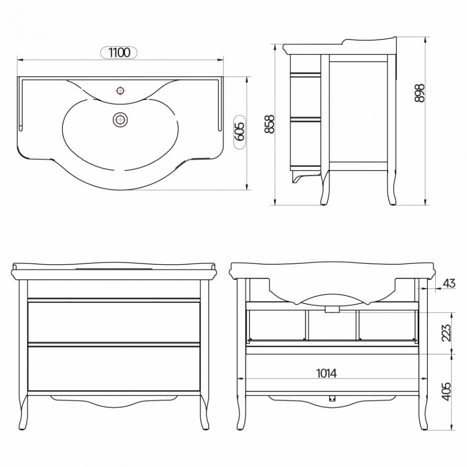 Тумба с раковиной Tiffany World Armony Nuovo ARM2110-M+GIU200110/ALZA bi*1 112*62*81 ФОТО