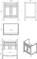 Тумба с раковиной Tiffany World Veronica Nuovo VER2073-N+AR834bi*1 73*54*81 схема 2