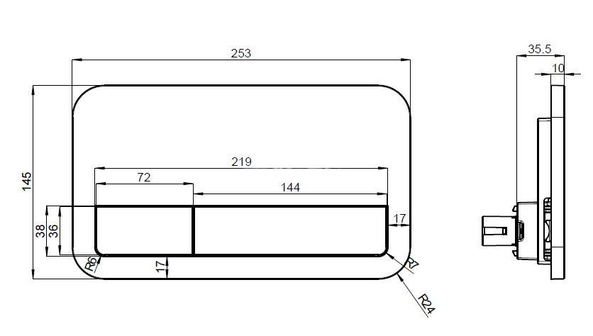 Клавиша смыва Villeroy&Boch ViConnect 92249069 схема 2