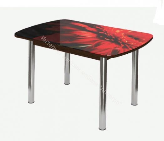 Стол овальный "Бостон-2" Красная гербера/хром брифинг