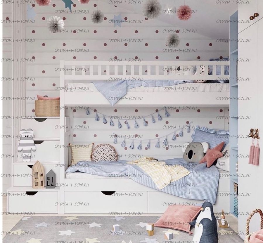 Кровать двухъярусная Лейла №9 с ящиками