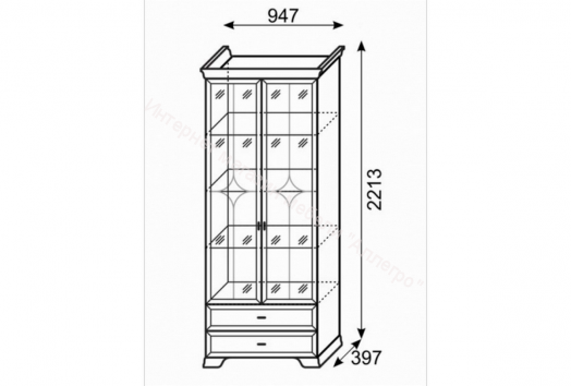 Шкаф для посуды 2-дверный "Венеция" мод. 16