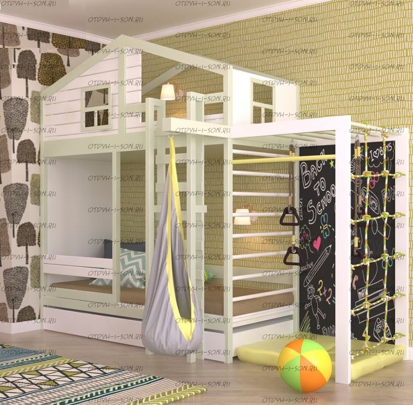 Кровать двухъярусная Домик Fantasy Roof №37