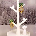 Серьги-гвоздики "Елочная игрушка" (США)