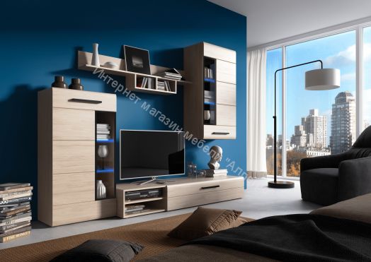 Полка «Кёльн» 1380 Белый Аляска/ Белый глянец, Дуб Сонома