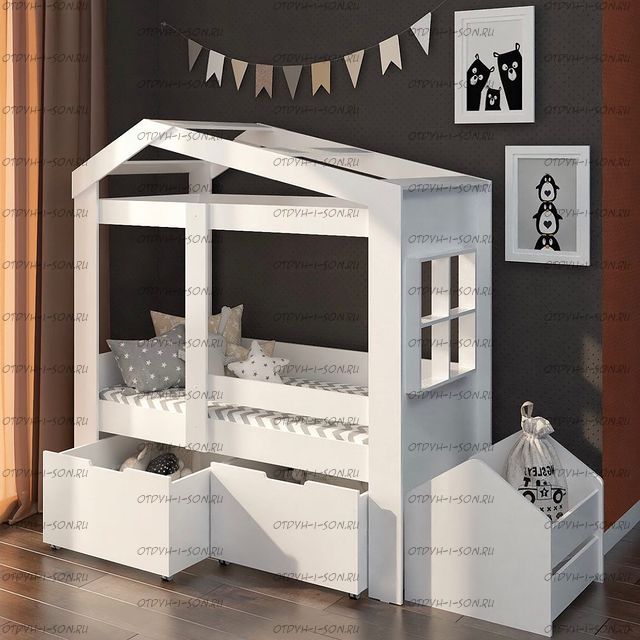 Кровать домик Сказка ДС-36/1 с ящиками