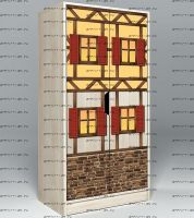 Шкаф 2-дверный низкий Фанки Кидз Домик, арт. 23/4 (60х52х131)