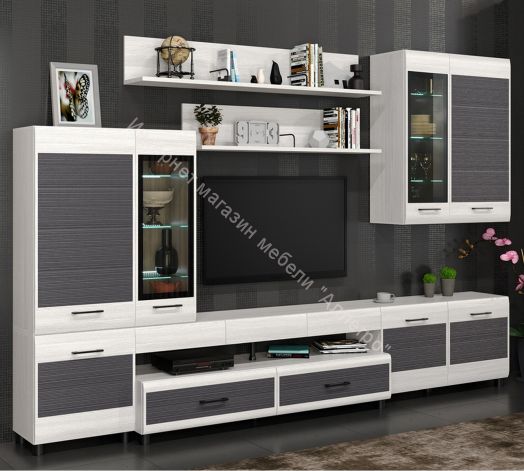 Гостиная КАМЕЛИЯ 4  Снежный Ясень/серый (графит)