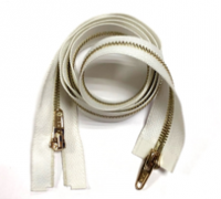 Молния курточная, металл усиленная, с двумя бегунками, белая, 95 см, арт. MN-0013