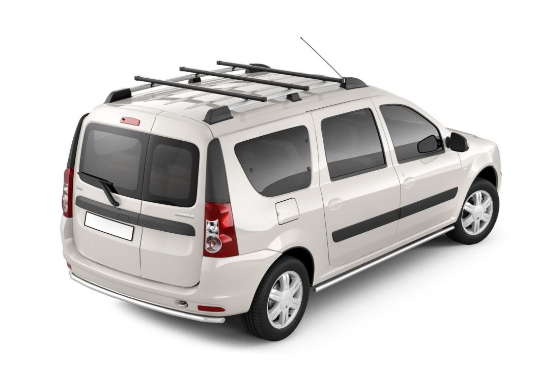 Рейлинги с тремя поперечинами проф. 1,20 (Серебристый муар) "Усиленный" LADA Largus 2012- (01300704)