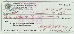 США-чек банк Hamilton National Bank Тенесси