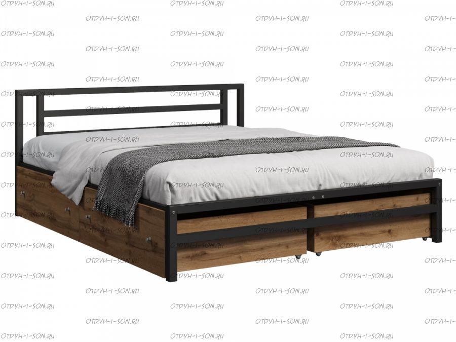 Кровать Титан Лофт с ящиками, все размеры