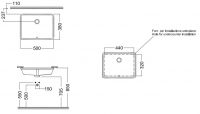 Раковина Hatria Bahia_13 BH0500380 встраиваемая 50х38 схема 1