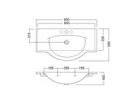 Подвесная или мебельная накладная раковина Hatria Sophie Y0HC01 95х50 схема 1