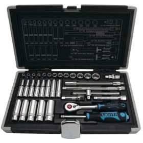 ALK-0101F Набор торцевых головок 1/4" 34пр. 4-14 мм Licota
