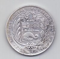 5 песет 1880 Перу
