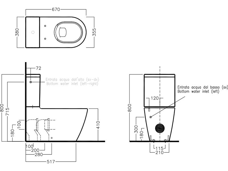 Унитаз моноблок напольный Hatria Fusion Y1ZB01 67х38 схема 1