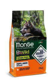 Monge Dog BWild GRAIN FREE беззерновой корм из мяса утки с картофелем для щенков всех пород 12 кг