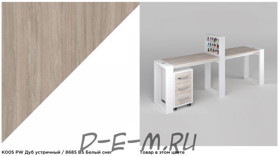 Двухместный маникюрный стол Matrix с подставкой для лаков и тумбой