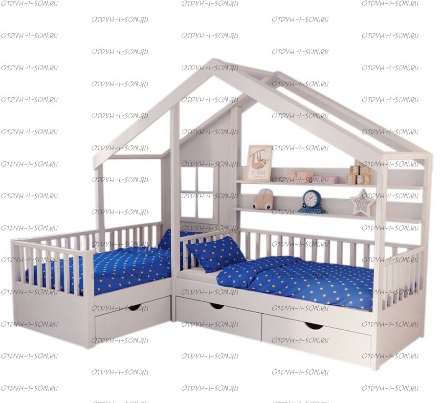 Кровать Домик угловая Fairy Land №18F (Для Двоих Детей) любые размеры