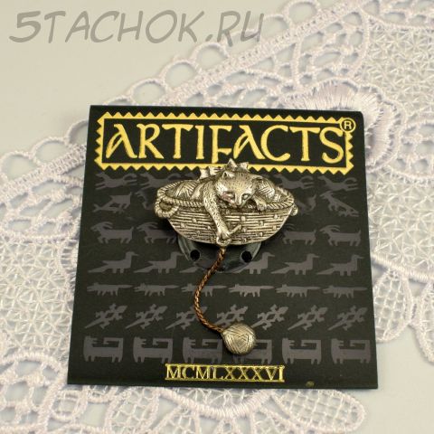 Брошь "Котенок с клубочком" малая (JJ США)