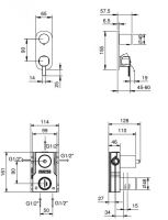 Смеситель для ванны и душа Fantini Lame M487B 15,5х6,5 на 3 потребителя схема 1