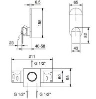 Встраиваемый смеситель для ванны и душа Fantini Mare V063B схема 1