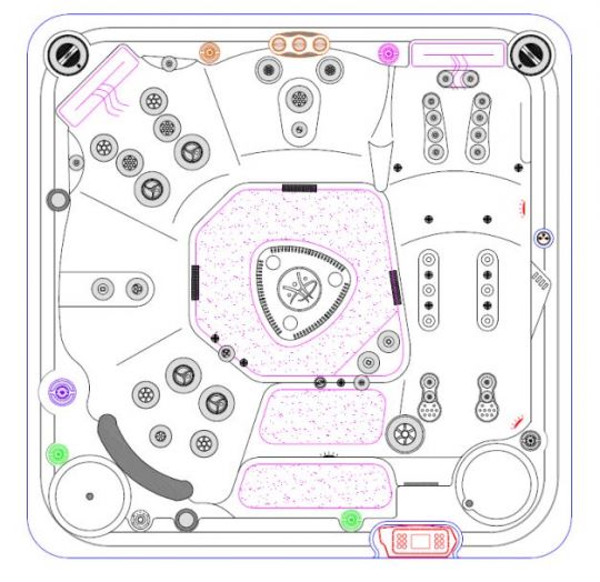 СПА бассейн Hydropool Self Cleaning 570 Platinum 40 форсунок 203х203 схема 1