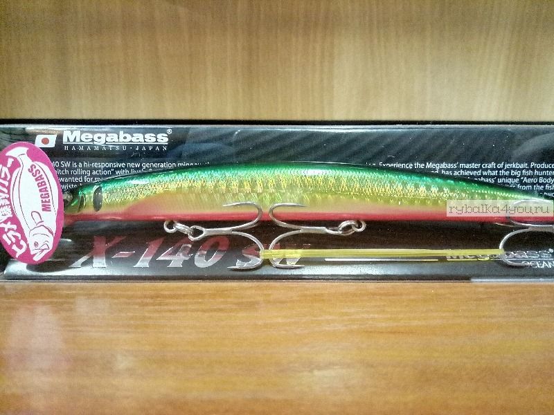 Воблер Megabass X-140 SW 140 мм / 19,5гр / Заглубление: 0,2 - 0,5 м / цвет: GG Blupin Gold (JM)