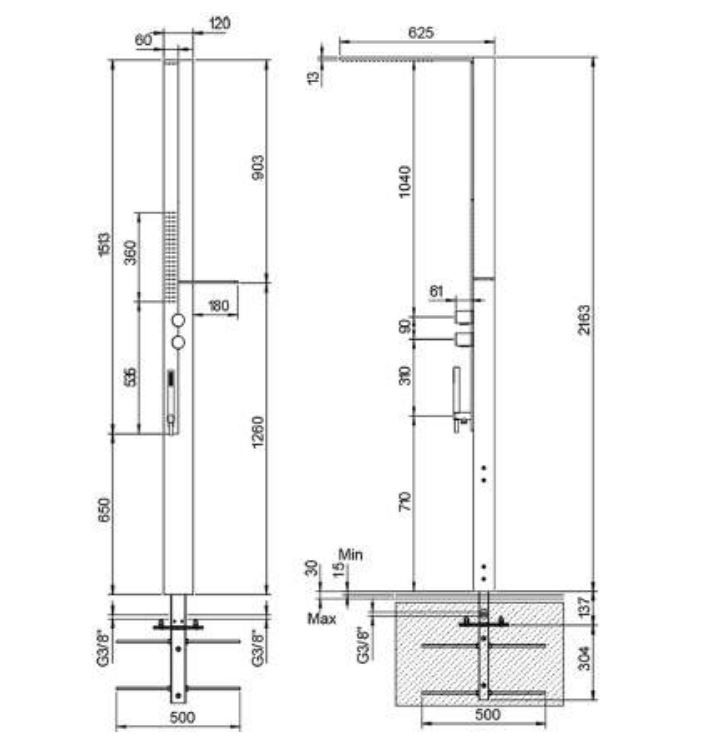 Напольная душевая система Fantini Milano slim Outdoor H101 с прогрессивным смесителем ФОТО