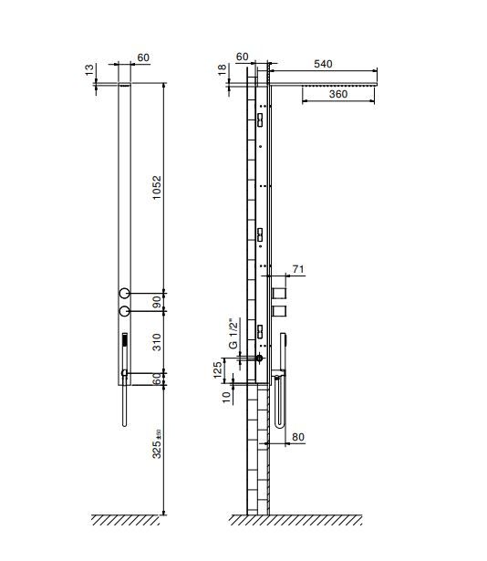 Душевая стойка Fantini Milano slim H002 с прогрессивным смесителем схема 2